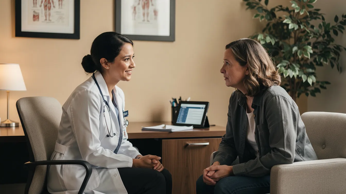Discussing hormone health and intimacy with a medical professional.